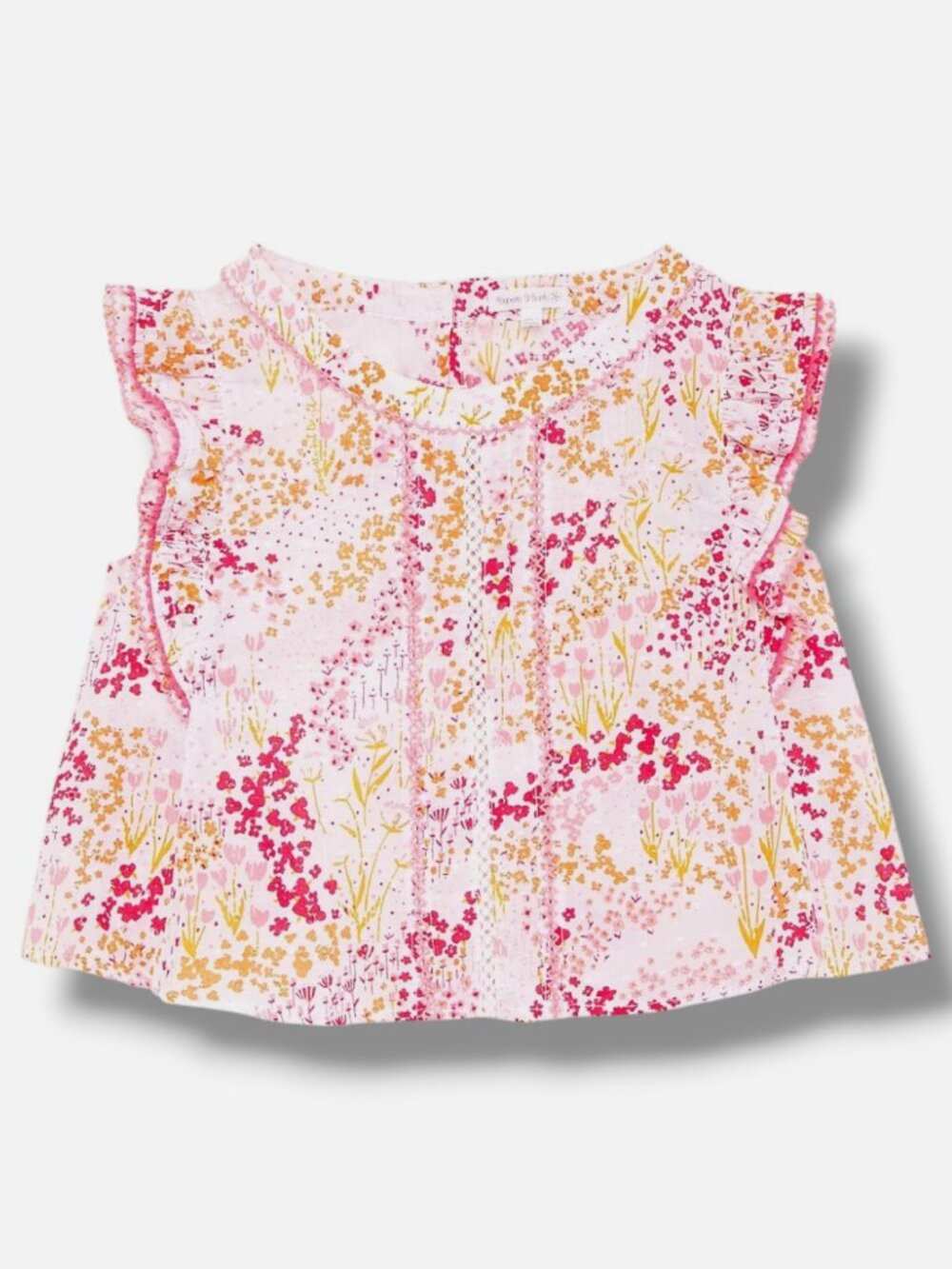 Poupette St Barth Girls' Pink Adeh Ruffle Top Size 8